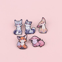Vente en gros de badges émaillés personnalisés mignons animaux anime, badges de revers renard Kawaii, directement de l'usine, en stock, faible MOQ