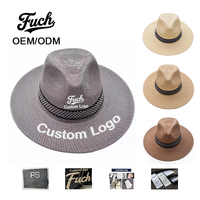 Chapeaux de cowboy en paille tressée respirante à large bord, broderie personnalisée, vente en gros OEM, couvre-chefs d'été