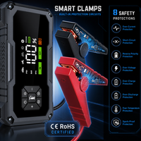 Démarreur de voiture portable à courant de crête de 1000A avec gonfleur de pneus 150 PSI et batterie externe 10000 mAh pour moteurs essence 6.0L et diesel 4.0L