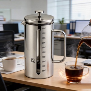 Cafetera Francesa Premium con Ventana Transparente para Ver el Nivel del Café, Mango de Bambú, Vidrio Resistente al Calor, Base Antideslizante - Product Image 6