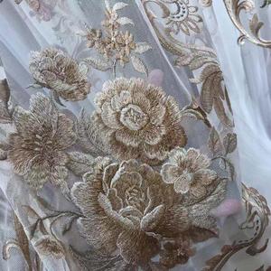 Rideau <span class=keywords><strong>en</strong></span> tissu <span class=keywords><strong>organza</strong></span> brodé de fleurs - Product Image 4