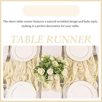 Chemin de table en gaze de coton tissée, style bohème, beige rustique, polyester, fait main, écologique, pour mariage, fête, maison, hôtel, Noël