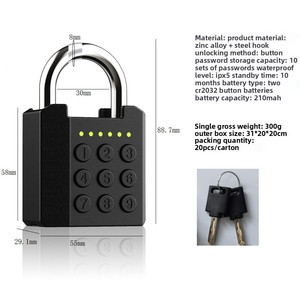 <span class=keywords><strong>Candado</strong></span> Inteligente Tuya con Huella Dactilar y Código Digital, IP65 Impermeable, para Cerradura KT-P91, Rectangular, para Puerta Exterior, Gimnasio, Taquilla, Escuela - Product Image 6