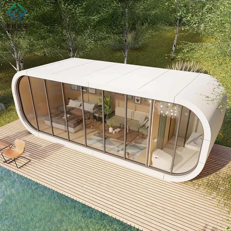 40ft 20ft glass wall luxury container house prefed villa portable home house with bedroom and bathroom