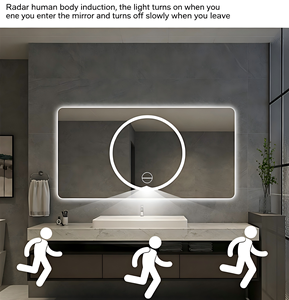 Miroir de salle de bain LED anti-buée rétroéclairé pour hôtel, miroir mural lumineux décoratif à suspendre - Product Image 2