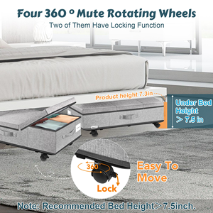 With Wheels Removable Underbed <b>Storage</b> Multi-functional Clothing Organizer Portable Underbed <b>Storage</b> - Product Image 2