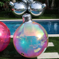 Ampoules gonflables vertes de boule de Noël intérieur extérieur suspendu boule de miroir gonflable d'or grands ballons brillants pour des décorations