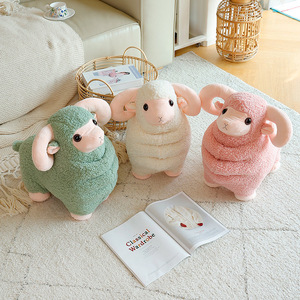 Juguete <span class=keywords><strong>de</strong></span> Peluche <span class=keywords><strong>de</strong></span> Cordero <span class=keywords><strong>de</strong></span> Dibujos Animados, Tela Cómoda con Relleno Completo, Juguete <span class=keywords><strong>de</strong></span> Animal para Bebés, Regalos Creativos y Reconfortantes - Product Image 6