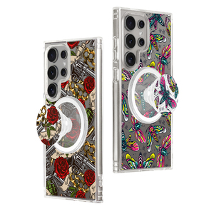 Conception personnalisée 2 en 1 Support de téléphone magnétique Grip Stand Cover pour Samsung S25 Ultra S24 S23 Clair Transparent Impression Téléphone Cas - Product Image 1