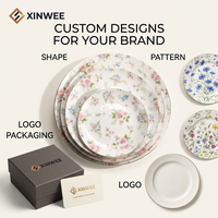 Juego de Platos de Cerámica con Diseño de Flores Primaverales, Platos Planos de Porcelana de 8, 10 y 12 Pulgadas para Hogar, Restaurante y Fiestas