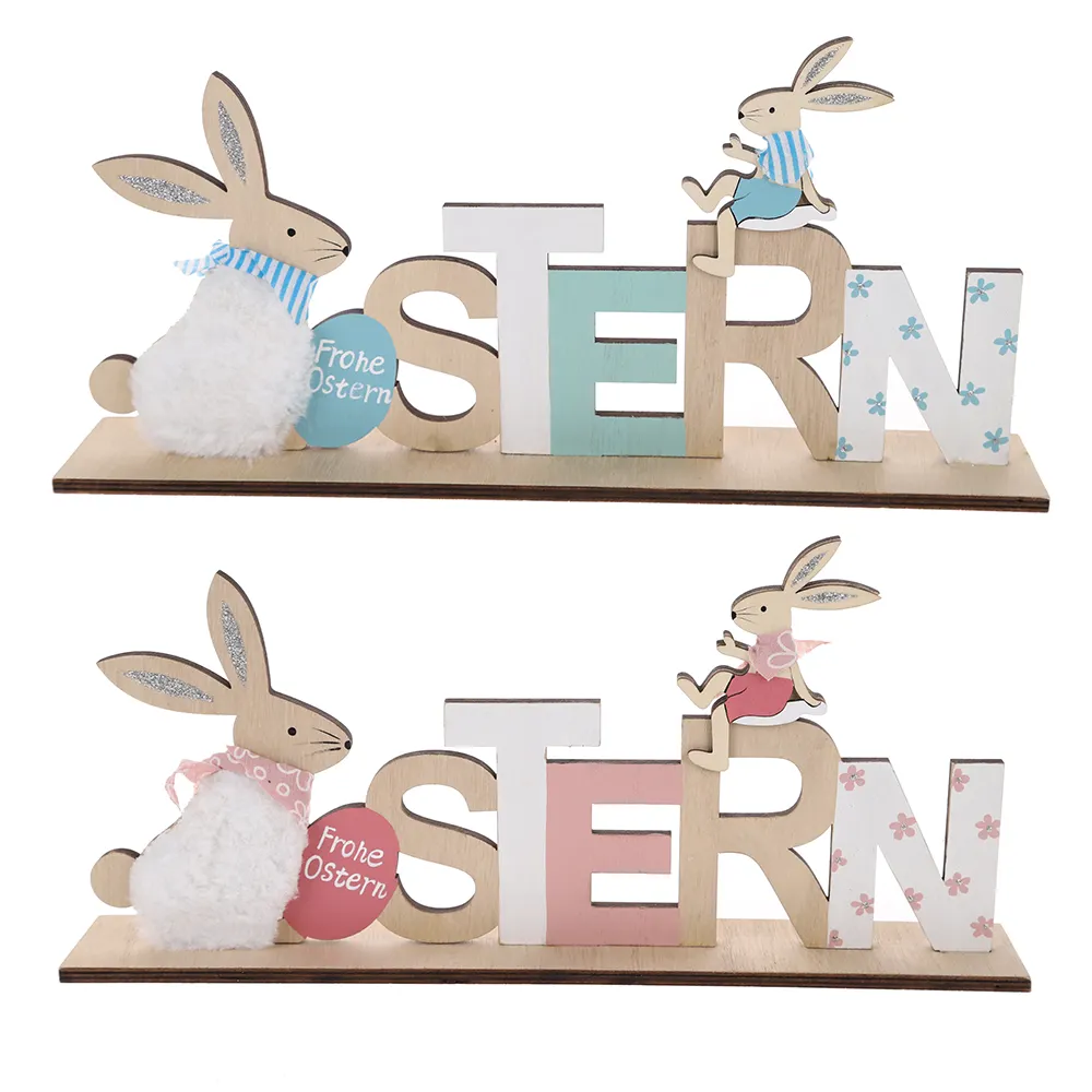 Easter Wooden Rabbit Table Ornament Easter Home Decorations Kids Birthday Party Supplies