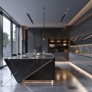 Alland Professional: Set di Mobili da Cucina Modulari Moderni in Legno Massello Nero Opaco, Design Elegante ed Ecologico - Product Image 3