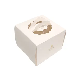定制环保回收材料可堆肥白色手柄蛋糕盒供应商