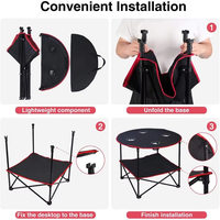 Table ronde pliante de camping en toile WOQI, moderne, portable, petite, pour pique-nique, avec 4 porte-gobelets, mobilier d'extérieur