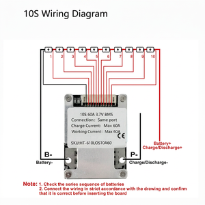 บอร์ดป้องกันแบตเตอรี่ลิเธียมแบบสมดุล BMS 6S/7S/10S/13S/30A/60A 24V สำหรับแบตเตอรี่ลิเธียมไอรอนฟอสเฟต - Product Image 6