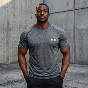 Manufacturer Hot Sale Mens Breathable Quick Dry Durable Puff Print Training Gym Fitness <b>Polyester</b> Stretchy Mesh Elastic <b>TShirt</b> - Product Image 1