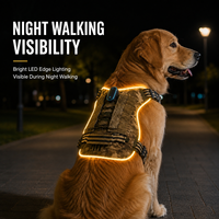 Harnais pour chien réfléchissant Qcool avec LED, collier GPS, laisse en nylon durable, style camouflage, équipement pour animaux de compagnie, ensemble d'accessoires pour animaux de compagnie