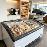 Vitrine Réfrigérée à Glace à Porte Courbe en Verre, Température Unique, Excellent Rapport Qualité-Prix