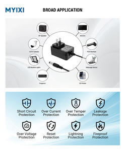 Myixi Phổ 100-240V 50-60Hz 12V 1A Power <span class=keywords><strong>Adapter</strong></span> với 5.5x2.1 5.5x2.5 AC cắm CE kép đầu ra cho 220V để 110V chuyển đổi - Product Image 5