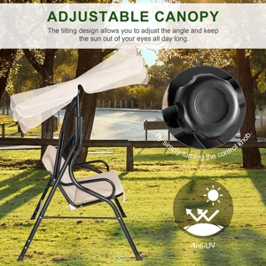Chaise suspendue de patio moderne à 3 places avec auvent, <span class=keywords><strong>banc</strong></span> suspendu - Product Image 4