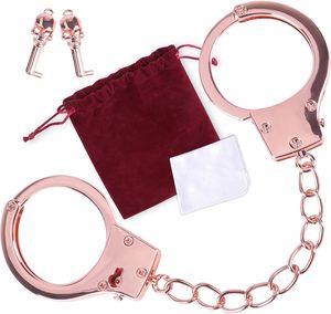 Juguete de imitación de moda para niños, <span class=keywords><strong>esposas</strong></span> electrochapadas para fiestas y juegos de rol, incluye equipo de bondage para mujeres, compra al por mayor - Product Image 5