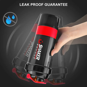 Custom 500ml 3 Layers Protein Bottle <strong>Shaker</strong> with Powder Storage Container Large Water Bottle with Wire Stirring <strong>Ball</strong> - Product Image 2