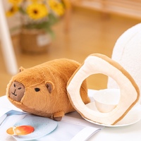 Peluche Capybara Mignonne avec Collier Fleur de Toast, Jouet en Peluche Doux, Poupée Capybara en Peluche, Rongeur Moelleux pour Enfants et Décoration Intérieure