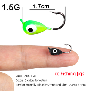 Vente en gros de leurres de pêche sur glace de 1,5 g et 1,7 cm, leurres peints pour la pêche sur glace en hiver, pour la pêche au crapet, au poisson soleil, au perche, au sandre, au brochet - Product Image 2