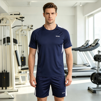 Ensemble de sport pour hommes, t-shirt à manches courtes et short, tenue athlétique respirante à séchage rapide pour la course à pied, l'entraînement en plein air