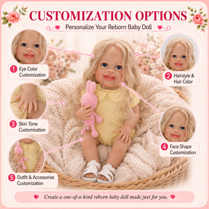 BAkwbwBY Muñeca <span class=keywords><strong>Reborn</strong></span> de Silicona Completa de 22 Pulgadas, Niña con Cabello Largo y Rizado, Mono Amarillo con Volantes, Muñeca Realista para Terapia y Colección de Muñecas - Product Image 6
