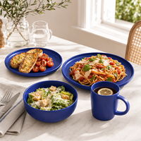 Service de table personnalisable en grès bleu marine mat avec assiettes, bols et tasses – Design nordique, compatible lave-vaisselle et four, idéal pour les fêtes et mariages
