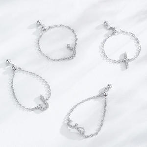 Elegantes anillos finos ajustables con letras árabes y circonitas, cadena extraíble, plata de ley 925, regalo para mujer - Product Image 2
