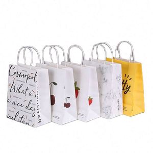 Sacs en papier promotionnels personnalisés en kraft brun et blanc avec logo, expédition d'usine - Product Image 1