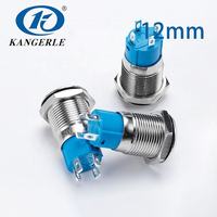 Micro-interrupteur à bouton-poussoir Chinakel 12 mm 3 positions, marine, 1NO/1NO1NC, avec LED