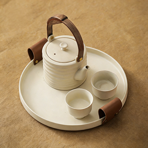 Bandeja <span class=keywords><strong>de</strong></span> Té <span class=keywords><strong>de</strong></span> Porcelana Estilo Vintage, Hecha a Mano, Circular, para Preparación <span class=keywords><strong>de</strong></span> Té y Colocación <span class=keywords><strong>de</strong></span> Tazas, con Plato para Frutas Secas - Product Image 3
