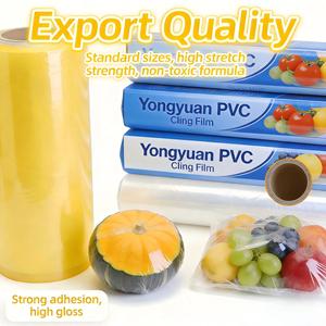 Película Adhesiva de PVC de Grado Alimenticio, Muestra Gratuita, Película Elástica de Plástico de Grado Alimenticio, Rollo de Plástico Transparente para Envolver - Product Image 2
