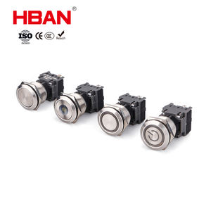 HBAN ABS 플라스틱 푸시 버튼 스위치 22mm IP65 점등형 5A 250V 래칭/순간식 해양 의료용 - Product Image 1