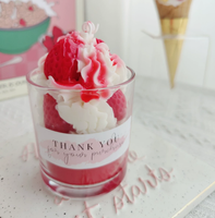 Bougie parfumée réaliste en forme de macaron ou de donut, en cire de soja, sans fumée, dans un gobelet, série crème glacée, décoration maison Kawaii, cadeau, succès viral