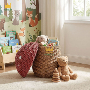 Nouveau design tendance : Panier de rangement en jonc de mer tressé en forme de champignon, taille personnalisable pour l'organisation des jouets d'enfants - Product Image 4
