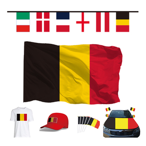 Produk kustom penggemar sepak bola poliester negara Belgia Hitam Kuning Merah bendera nasional semua dunia - Product Image 6