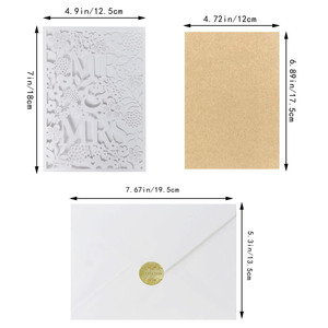 <span class=keywords><strong>Carte</strong></span> d'invitation de mariage de luxe découpée au laser avec vernis mat, motif floral ajouré, personnalisable pour Monsieur et Madame - Product Image 1