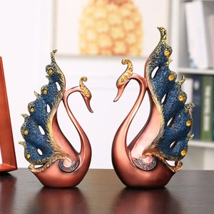 Wholesale Creative European 2pcs Set <strong>Swan</strong> LOVERS Furnishing Resin Crafts Sculpture <strong>Swan</strong> Couples Wedding Home Decorative Ornament - Product Image 5