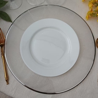 Assiettes de présentation en verre transparent texturé de 13 pouces pour la décoration de table à manger à la maison, à l'hôtel et au restaurant