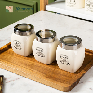Tarro de Almacenamiento Cuadrado de Cerámica, Ecológico, No Tóxico, Personalizable, Hermético, Estilo Europeo Nórdico, Recipiente para Azúcar - Product Image 5