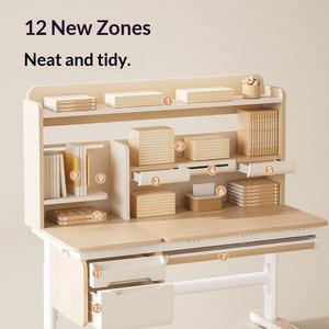 Bureau d'étude pour enfants <span class=keywords><strong>Igrow</strong></span>, réglable, en bois massif, avec étagère et tiroirs de rangement, design minimaliste, bureau scolaire - Product Image 2