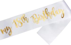 Va bene il nastro del 50 ° compleanno con fusciacca in lamina d'oro stampata a doppia faccia 100% poliestere timbrato 'è il mio 50 ° compleanno' - Product Image 4