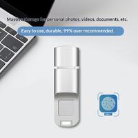 Flash Drive USB 3.0 Terenkripsi Sidik Jari Keamanan 32GB 64GB 128GB 256GB Flash Drive USB Logam