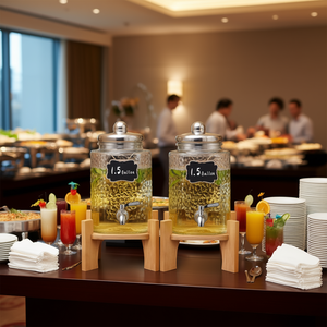 Dispenser per Bevande in Vetro da 1,5 Galloni con Rubinetto, Qualità Commerciale per Feste e Hotel, Set da 2 Pezzi con Supporto - Product Image 2