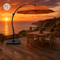 Parasol cantilever rond sur mesure de 3,5 m avec structure en aluminium courbée pour hôtel, piscine, cour, jardin, villa, terrasse extérieure - Fabrication OEM