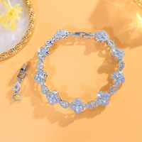 Bracelet élégant en rhodium plaqué, avec zircone rose, violette, verte, fleur, bracelet tennis blanc pour femmes et filles, bijoux pour tous les jours
